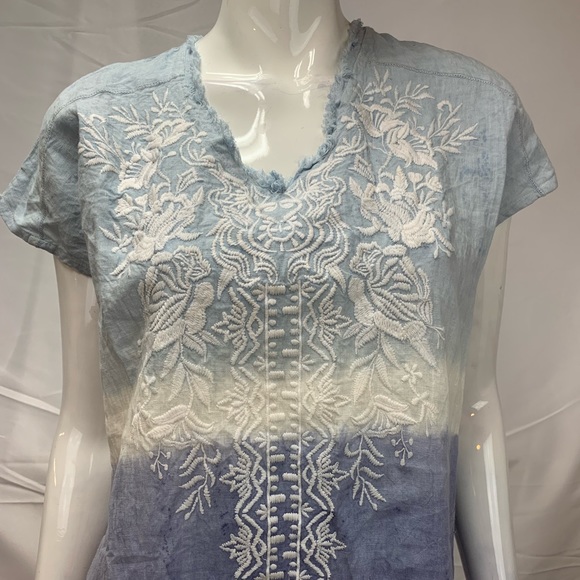 NWT Kyla Seo Ombre Linen Dip-Dye Embroidered Hi-Low Shirt Dress Anthropologie - Picture 2 of 8